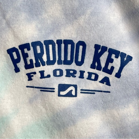 Perdido Key Florida Blue Tie-Dye Print Long Sleeve Crewneck T-Shirt Size M - Picture 6 of 6